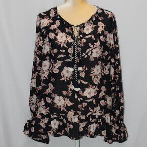 Jessica Simpson Navy Boho Floral Blouse